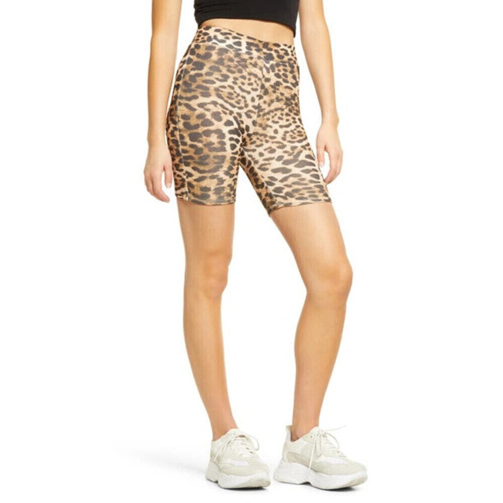 Naked Wardrobe women's Tight Shorts In Leopard Animal Print Size S NWT